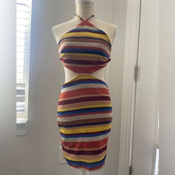 Fashion Nova “Baja Babe” Crochet Multicolor Striped Mini Dress - Picture 6 of 15